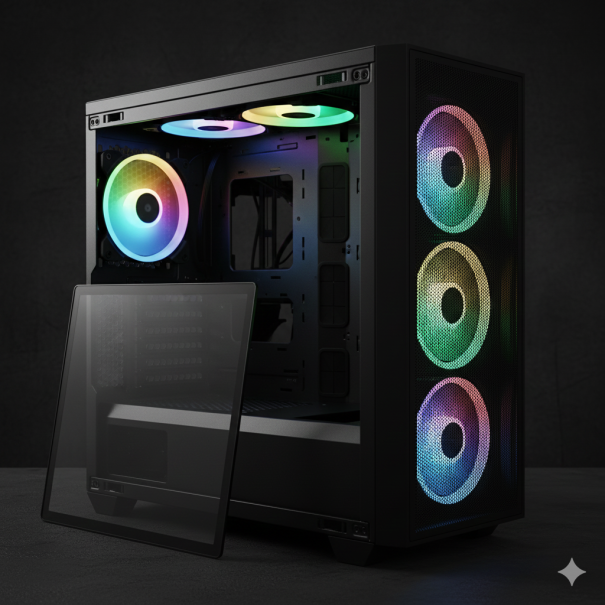 Gabinete PC Torre Media Cristal Templado